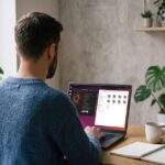 Beginner learning Linux on a laptop with desktop and terminal open